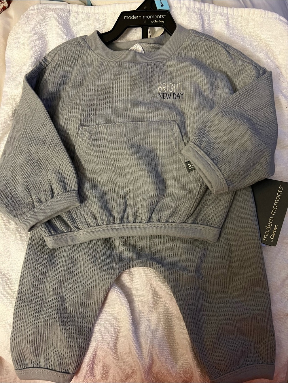 Carter's Light Blue Waffle Knit Sweatshirt & Joggers Set